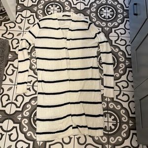 Long black and white stripe cardigan